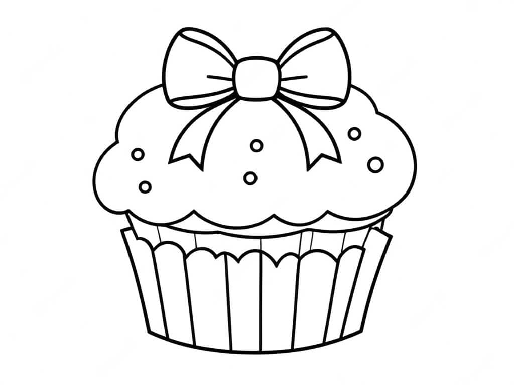 Cupcake com laço para colorir