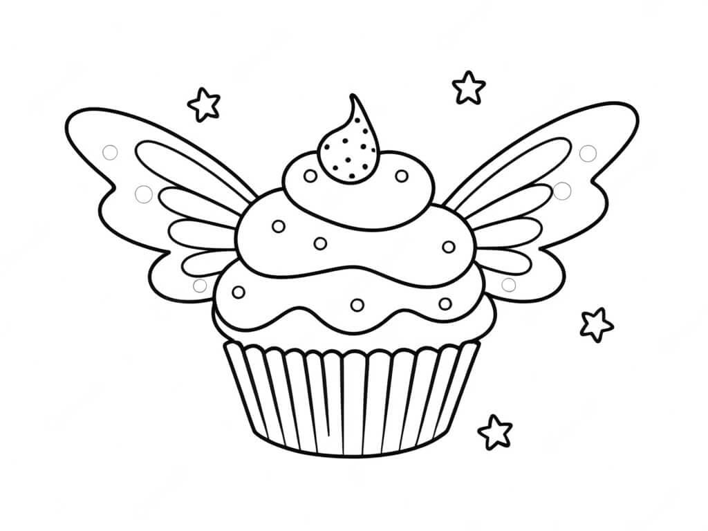 Cupcake das fadas para colorir