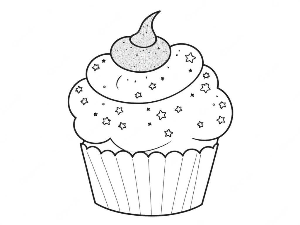 Cupcake de estrelas para colorir