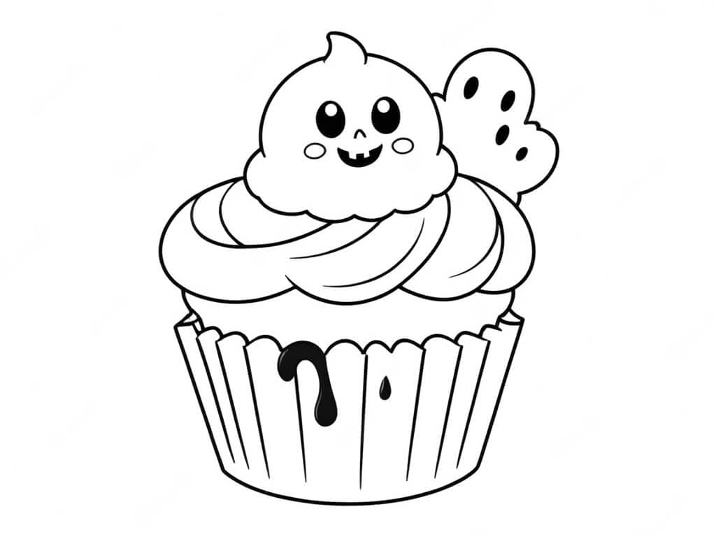 Cupcake Halloween para colorir