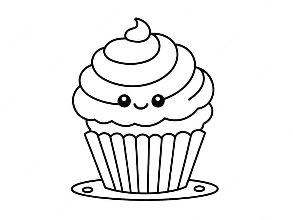 Cupcake simples educação infantil para colorir