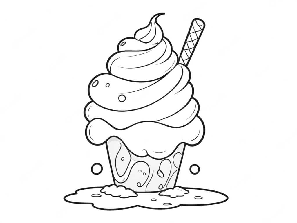 Cupcake sorvete para colorir