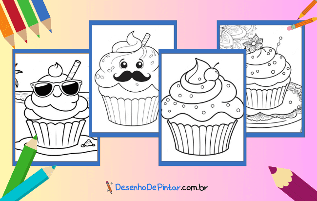 Desenhos de Cupcake para colorir