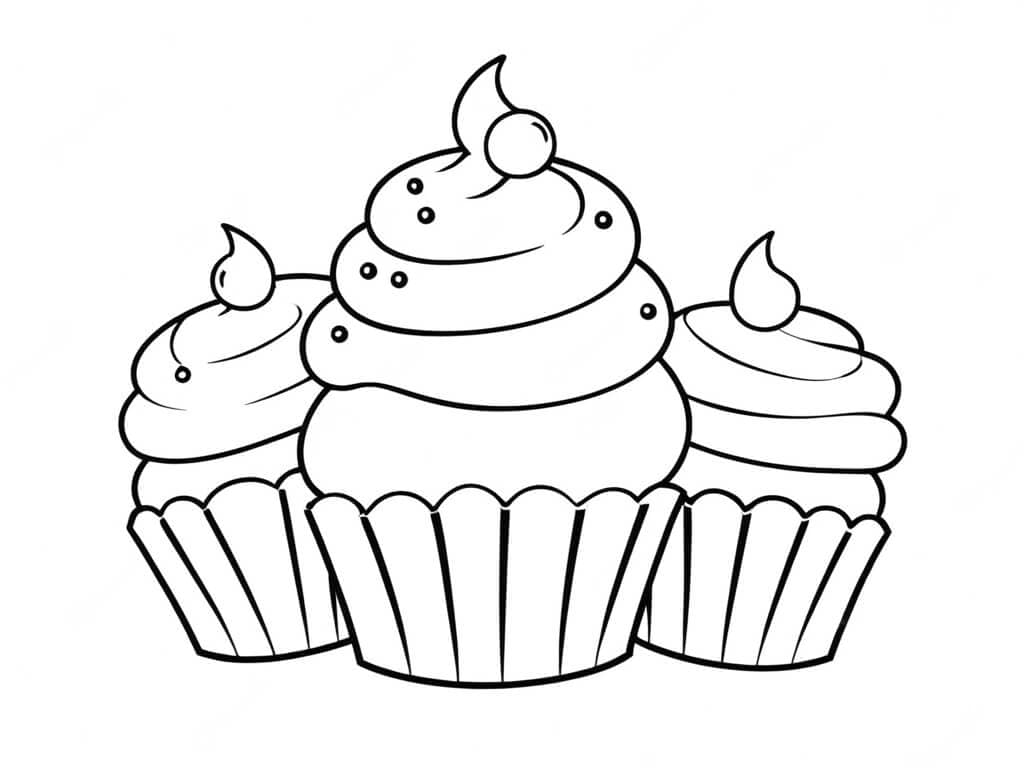 Três cupcakes para colorir