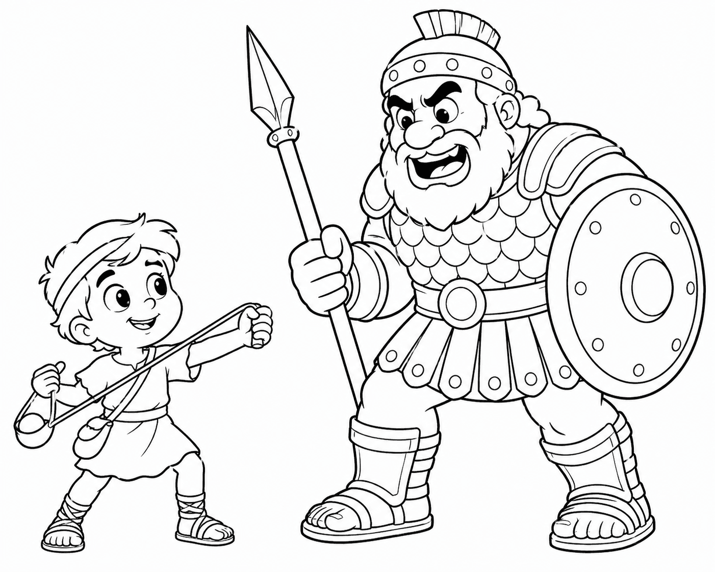 Davi e Golias caricaturas para colorir