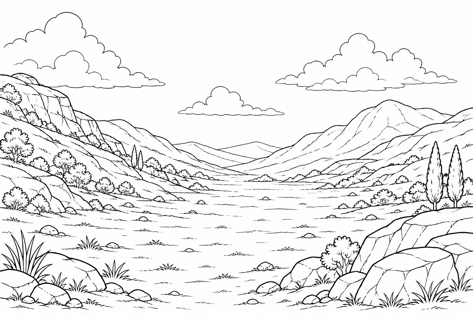 Local da batalha de Davi e Golias para colorir