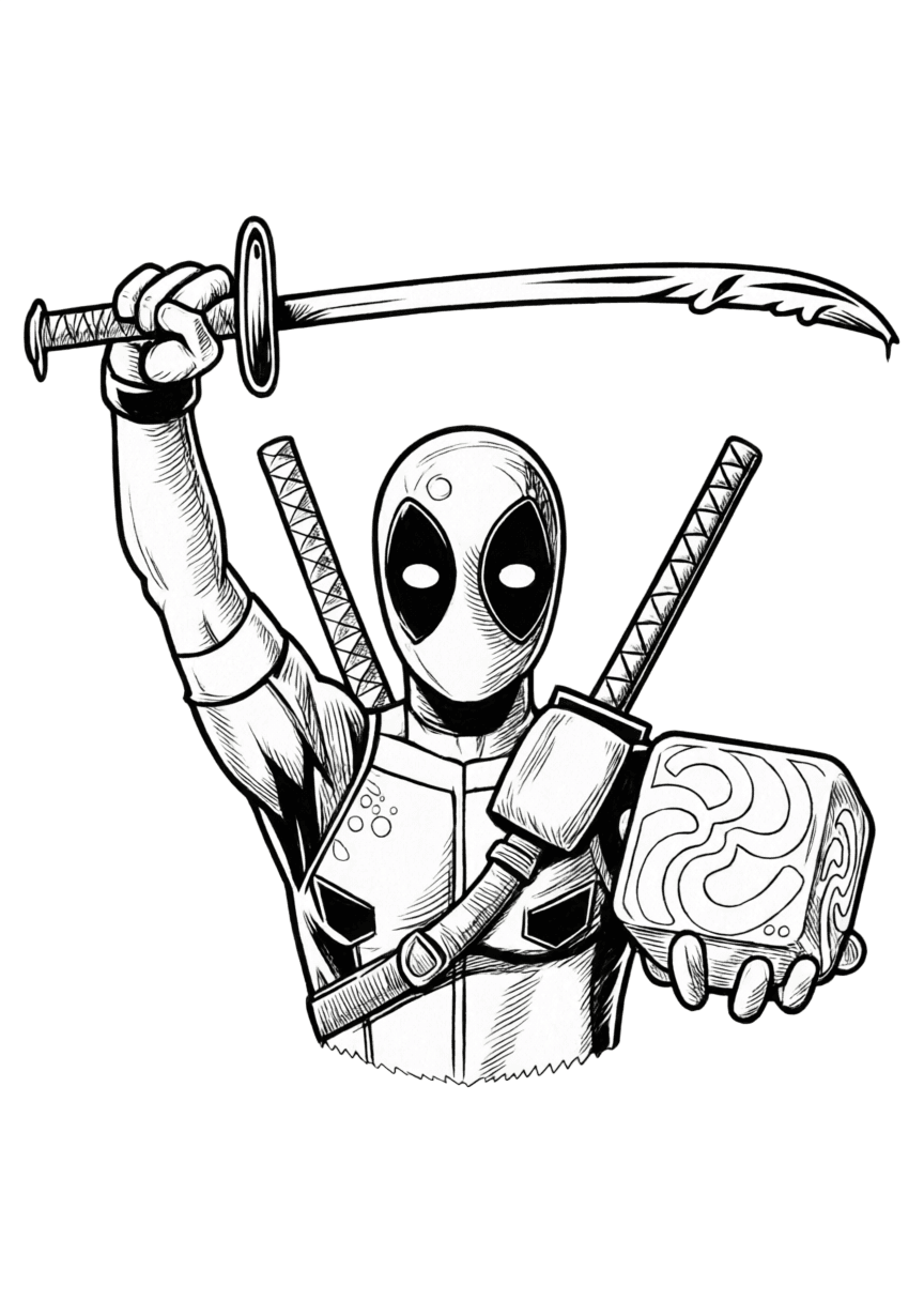 Deadpool cartoon para colorir