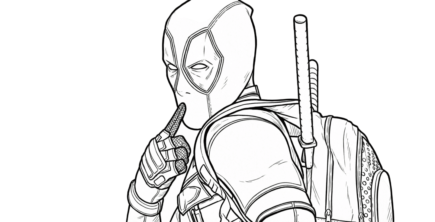 Deadpool fazendo graça para colorir