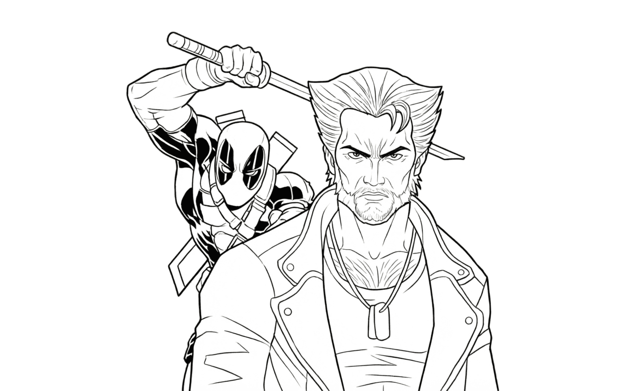 Deadpool e Wolverine para colorir