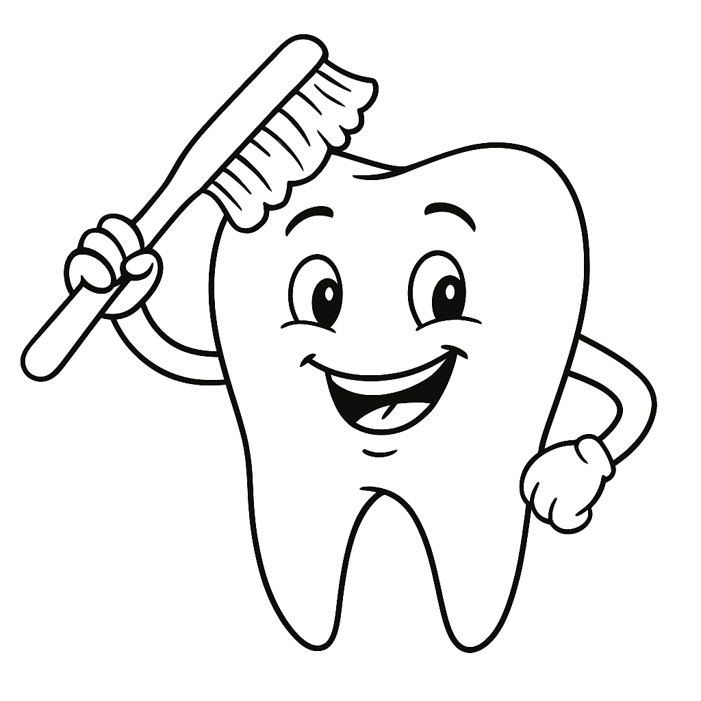 Dente se escovando para colorir