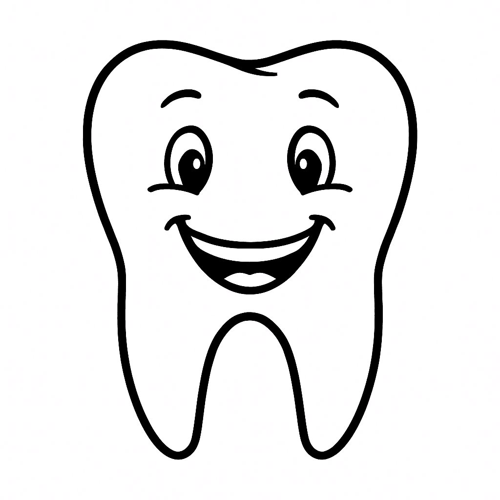 Dente sorrindo para colorir