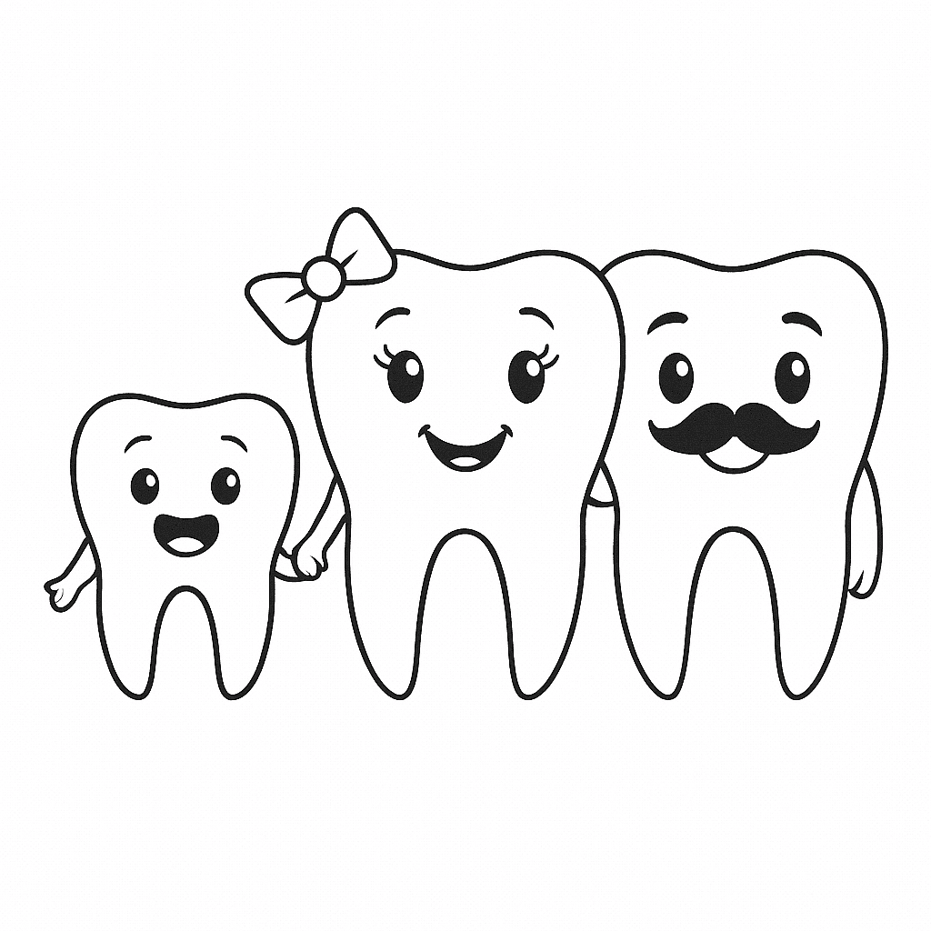 Família de dentes para colorir