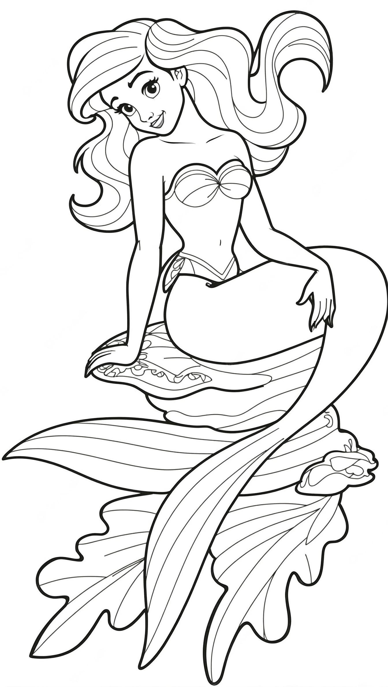 Desenho para colorir sereia Ariel