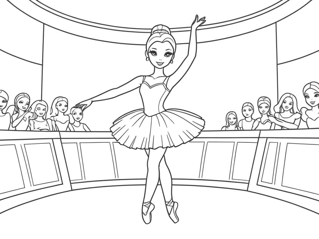 Barbie bailarina dançando no teatro