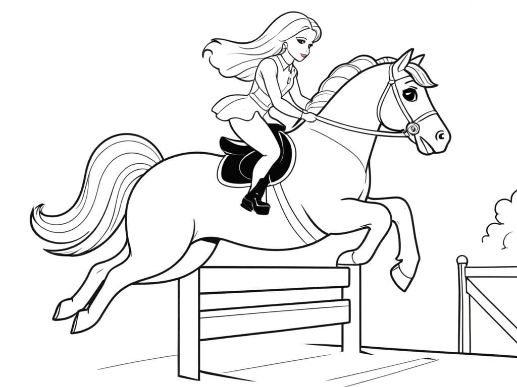 Barbie com seu cavalo competindo