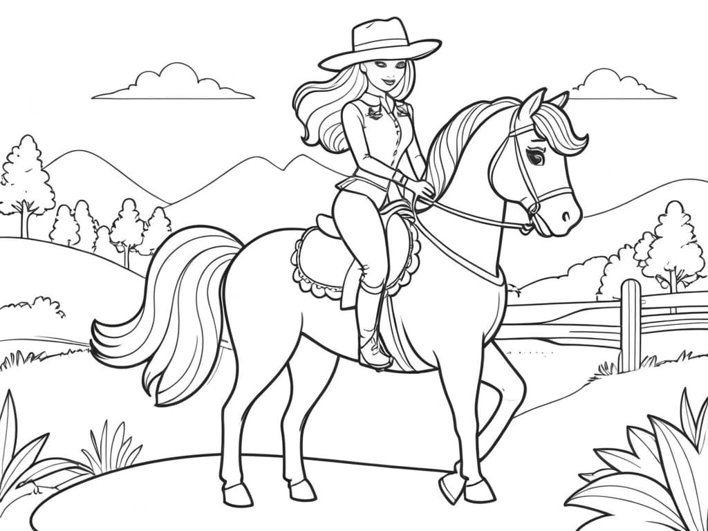 Barbie de chapéu com seu cavalo