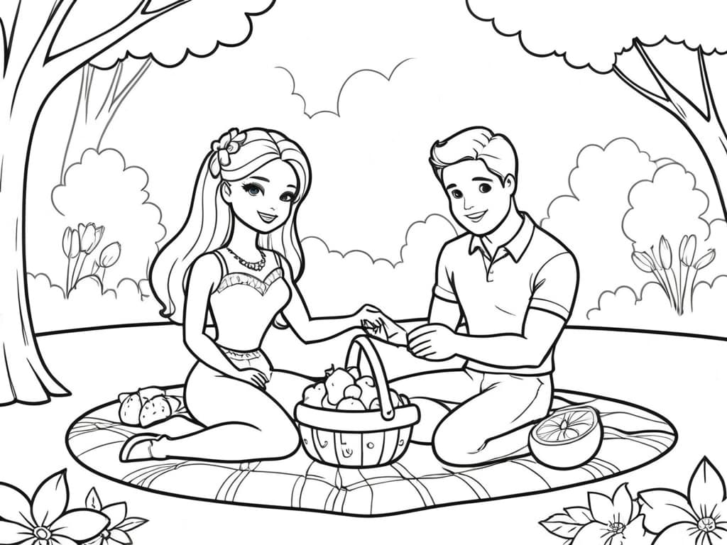 Barbie e Ken num picnic