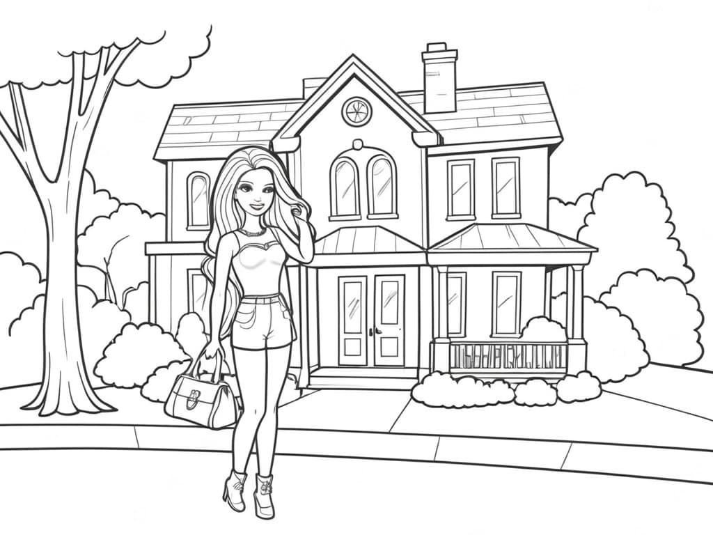 Barbie na frente da sua casa
