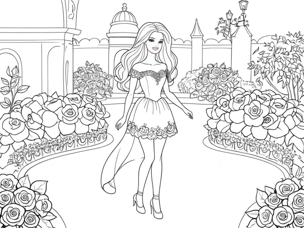 Barbie princesa no jardim de flores