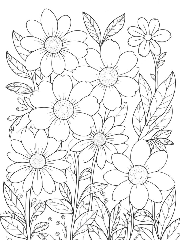 Jardim com flores para colorir