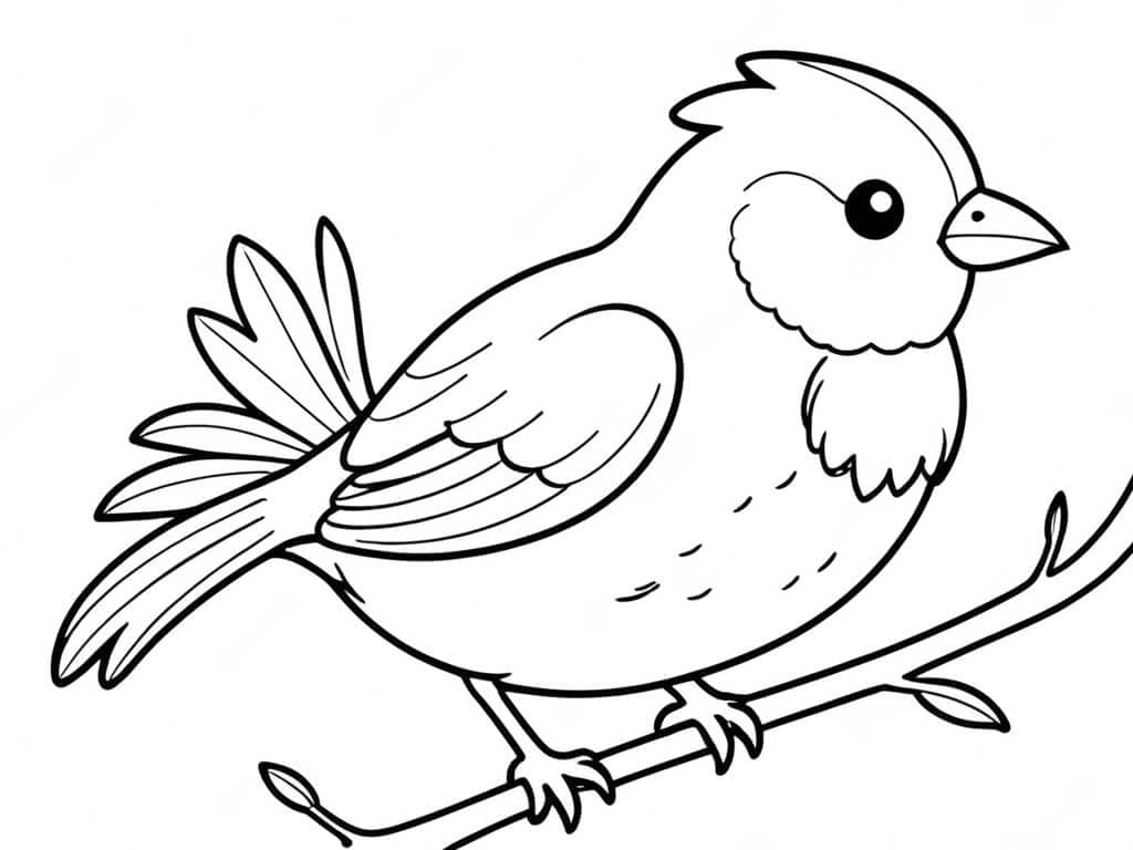 Passarinho no galho para colorir