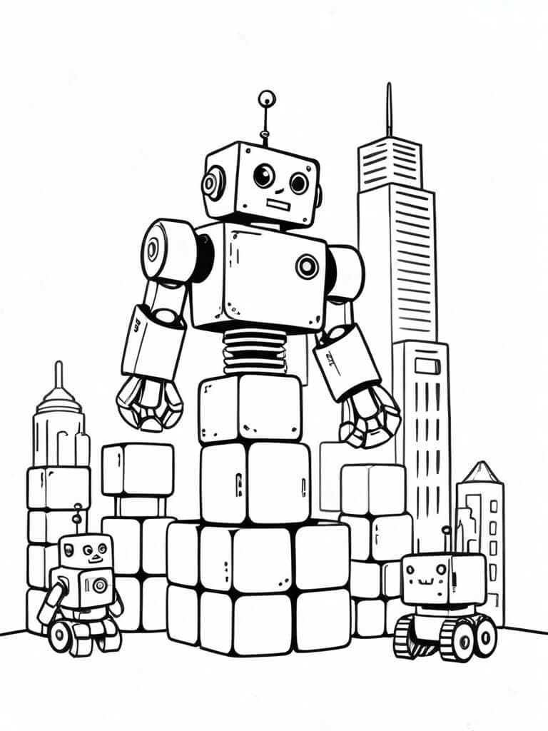 Robô de blocos para colorir