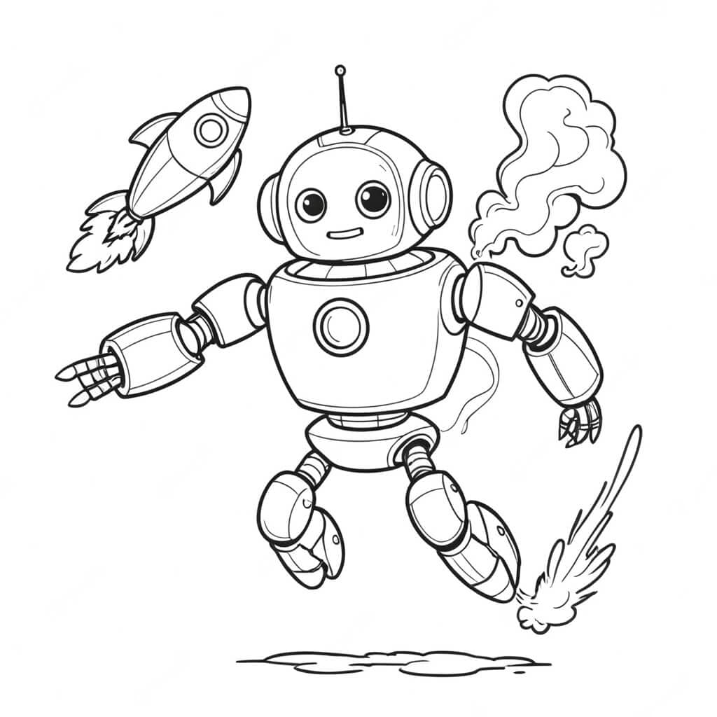 Robô foguete para colorir