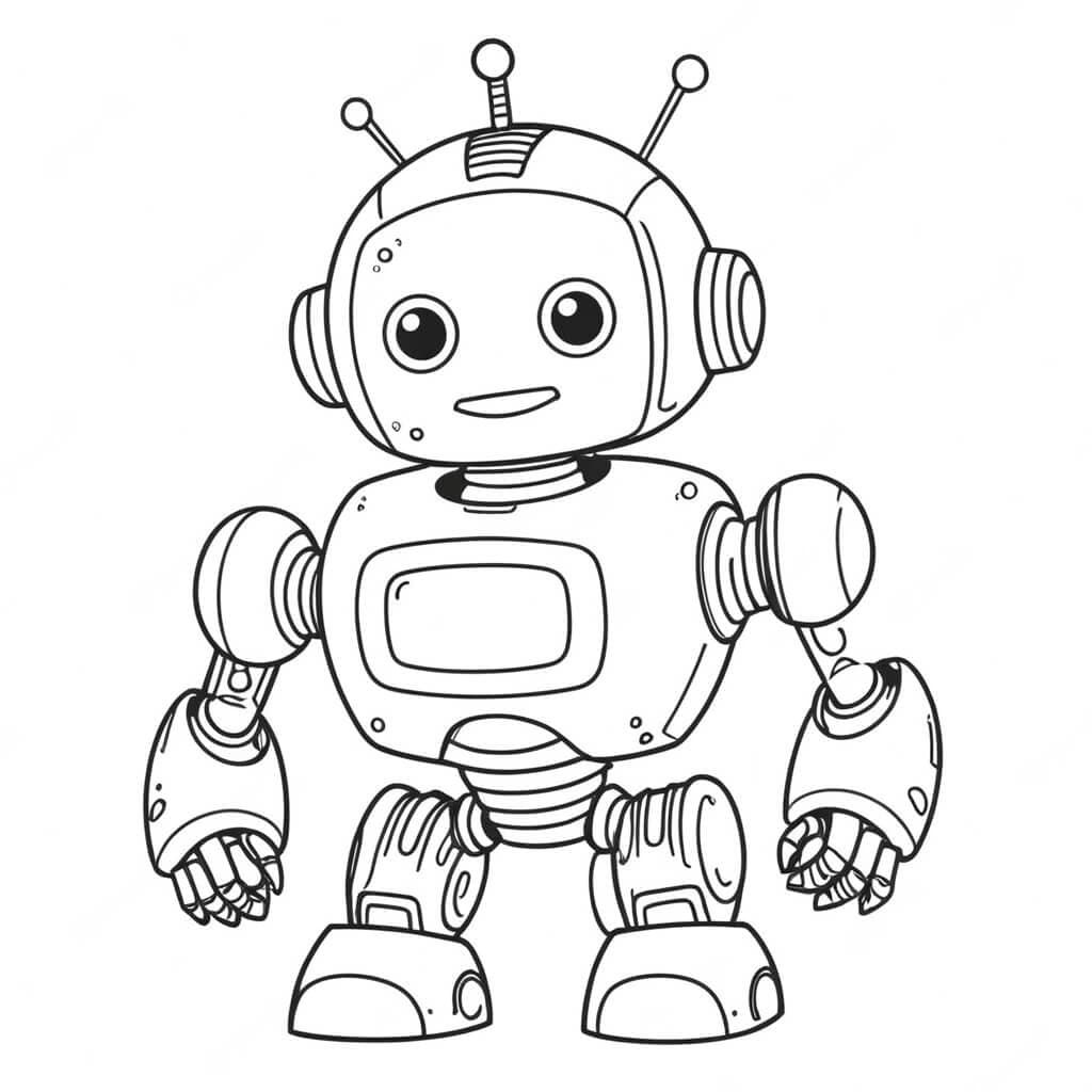 Robô rindo para colorir