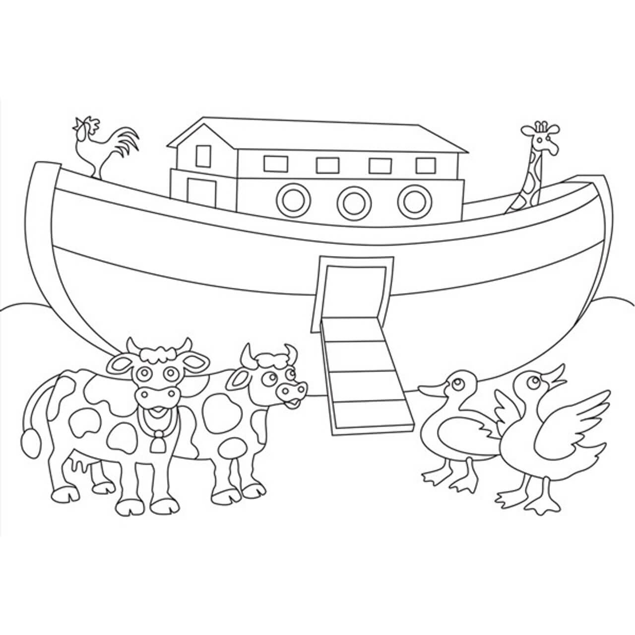 Animais subindo na Arca para colorir