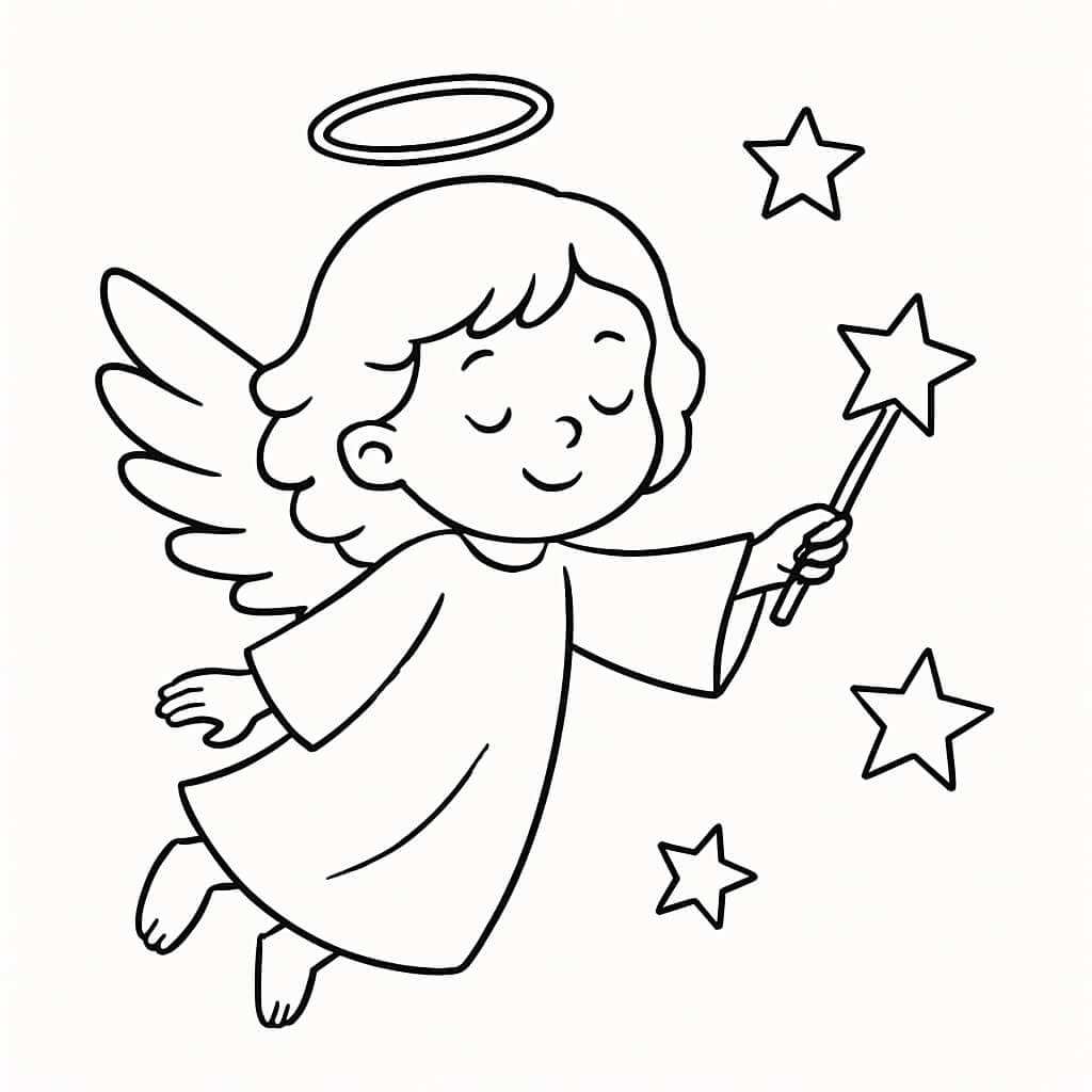 Anjo voando para colorir