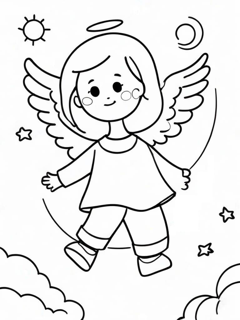 Anjo no céu para colorir