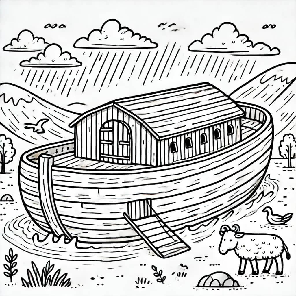 Arca de Noé animais entrando para colorir