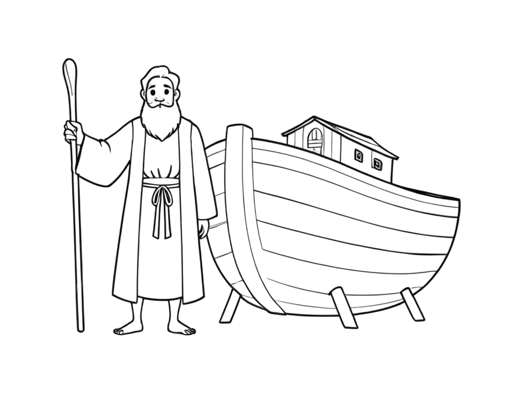 Noé e a arca para colorir