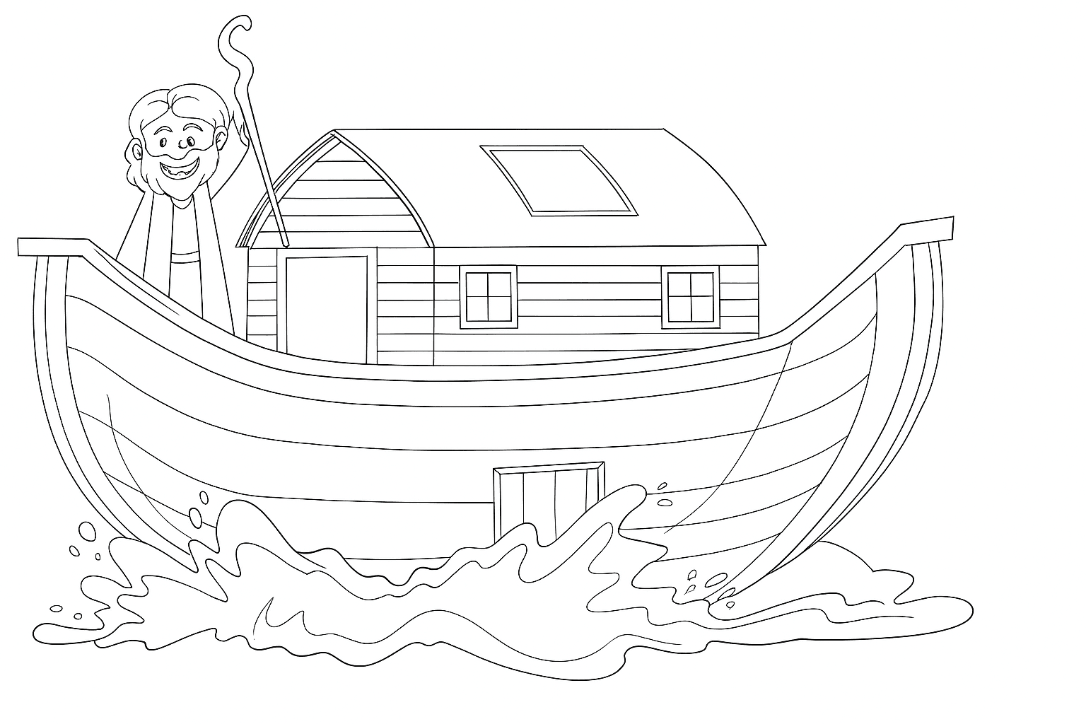 Noé guiando a arca para colorir
