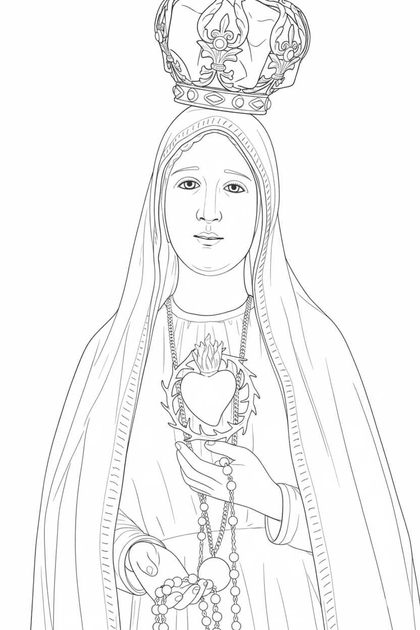 Nossa Senhora Ato de Amor para colorir