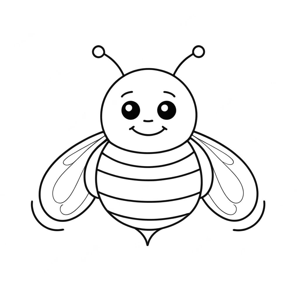 Desenho de abelha feliz para colorir