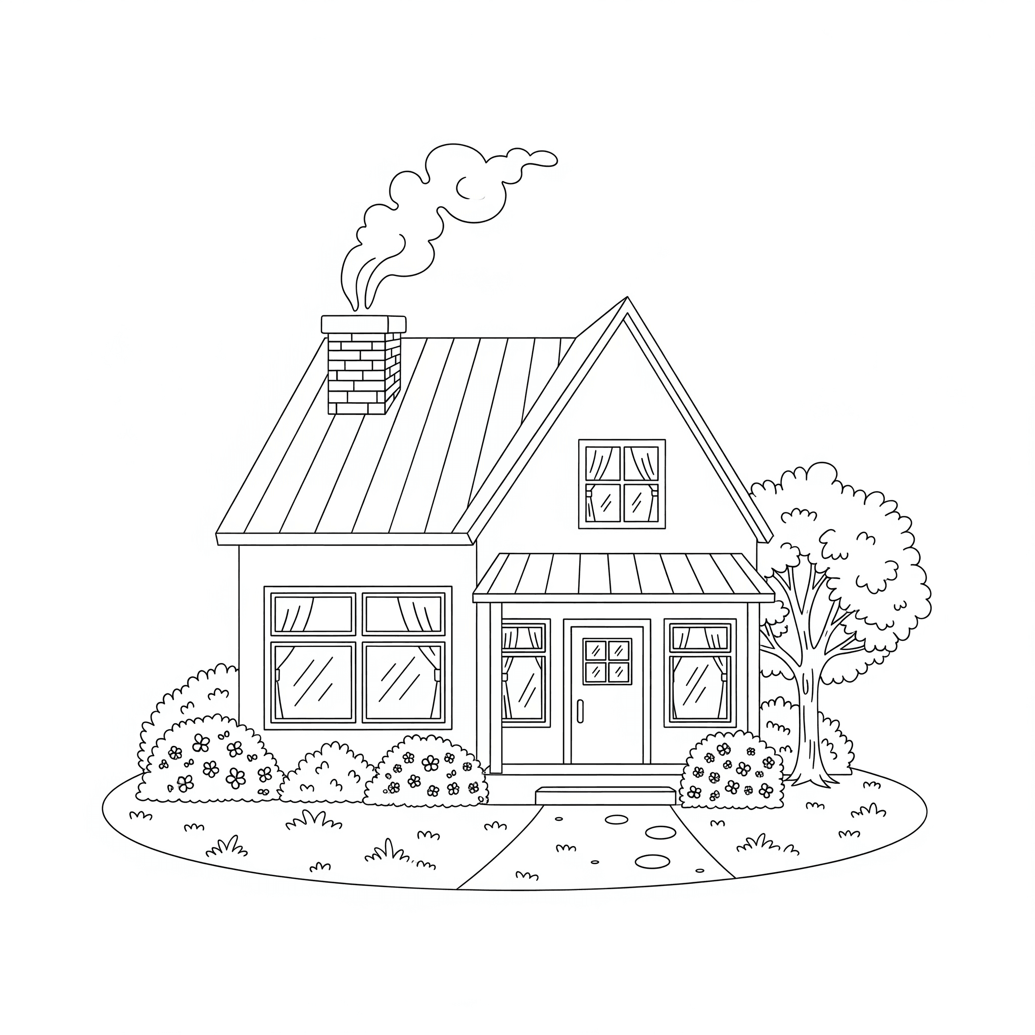 Casa com chaminé para colorir