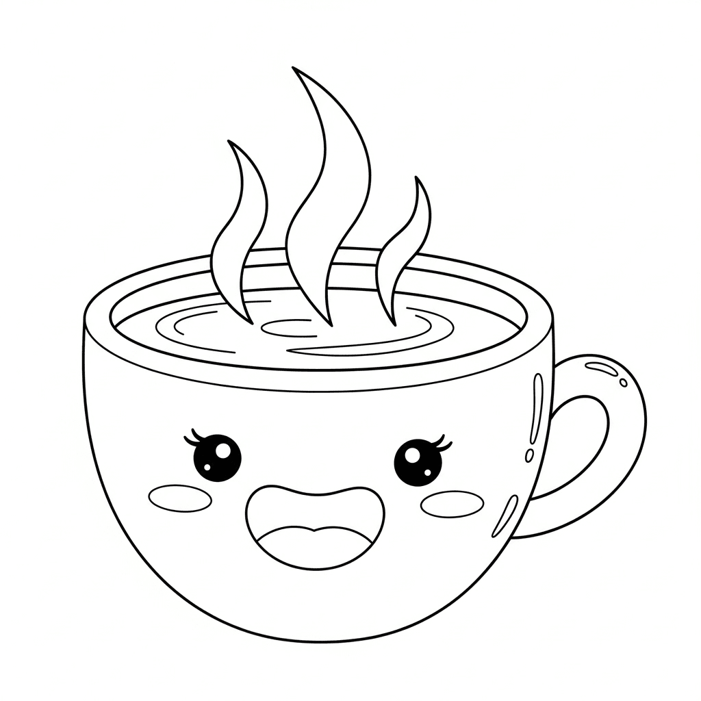 Caneca de chocolate fofa para colorir