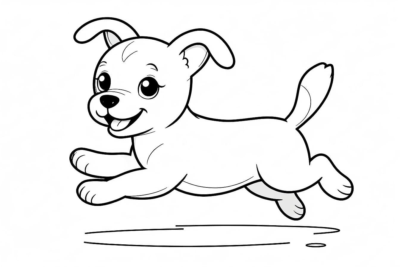 Cachorrinho correndo para colorir