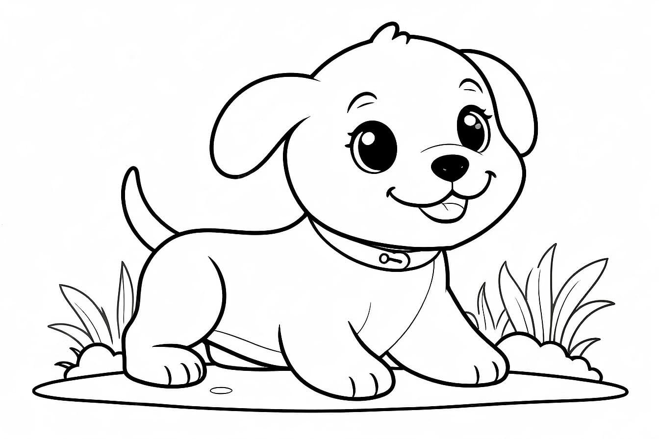 Cachorrinho pronto para brincar para colorir