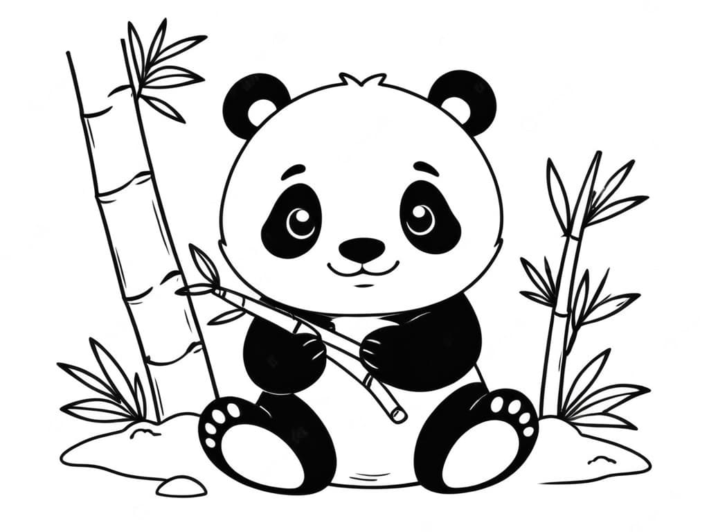 Panda comendo bambu para colorir
