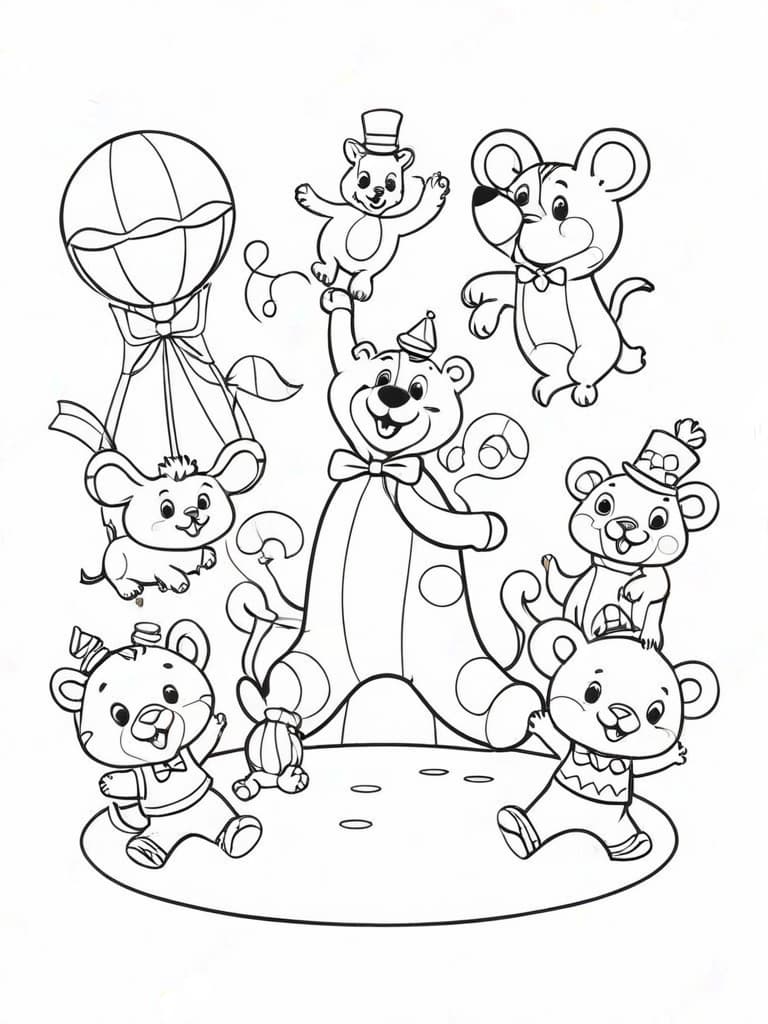 Animais de circo fazendo truques