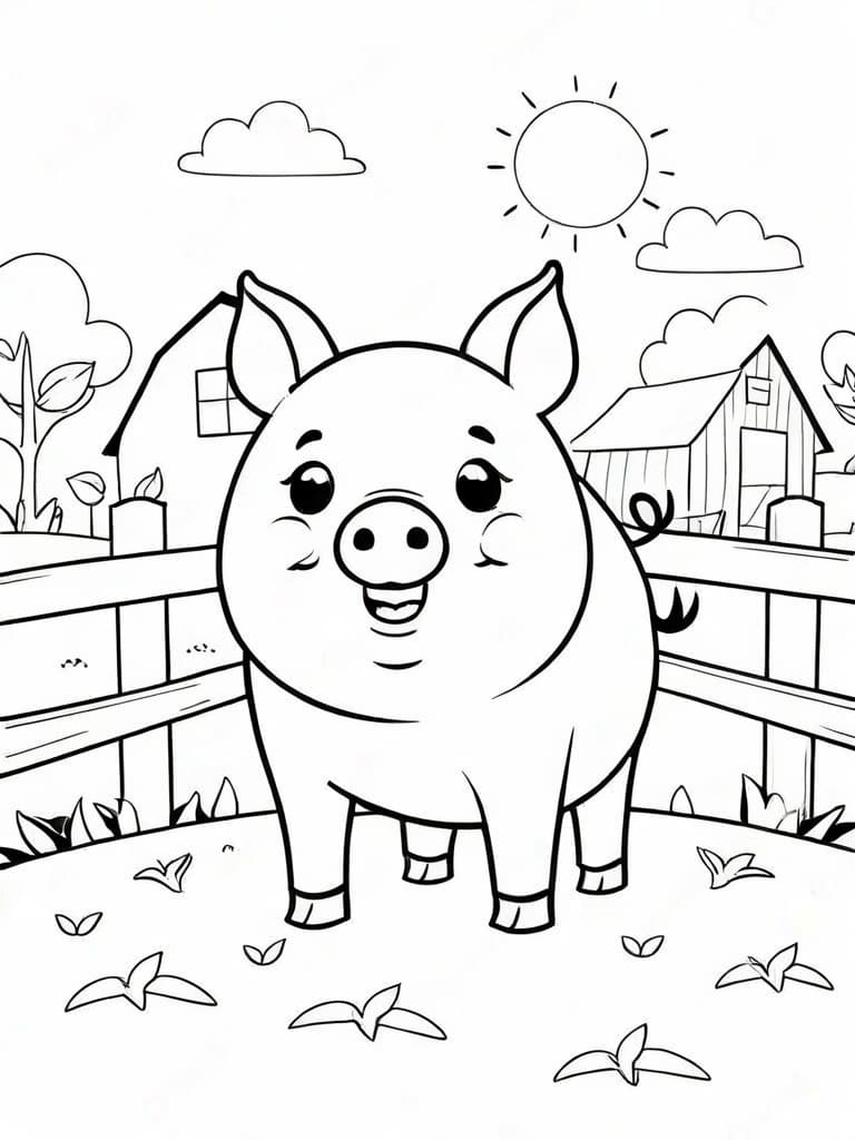 Porquinho sorrindo na fazenda