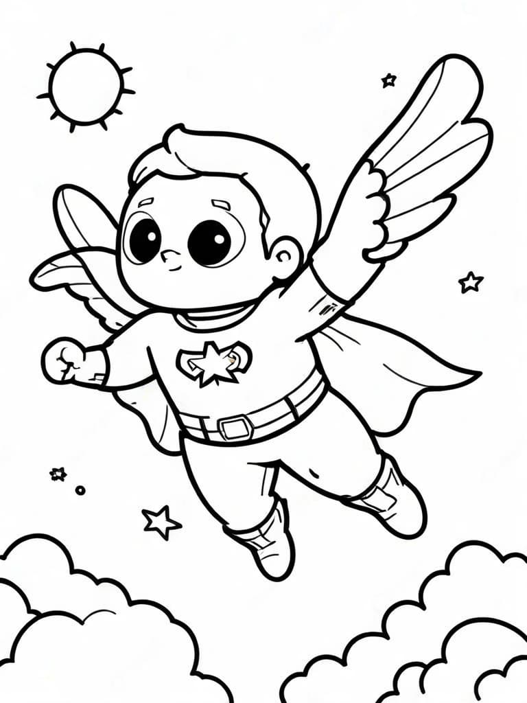 Super-herói voando no céu