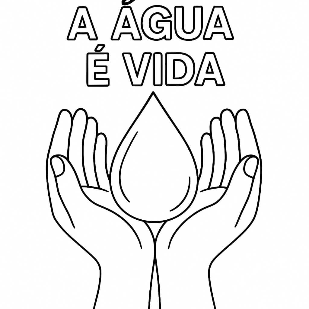 A água é vida para colorir