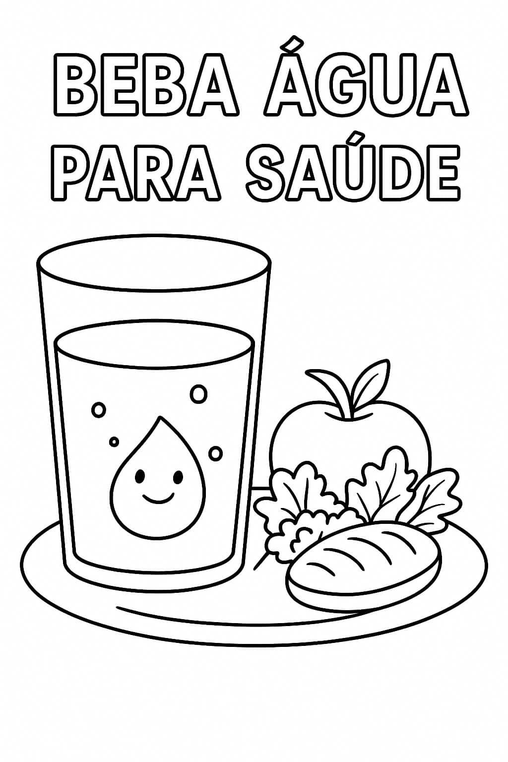 Beba água para saúde para colorir