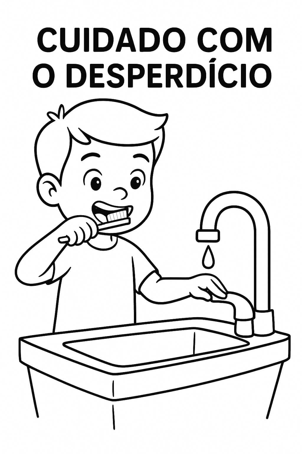 Cuidado com o desperdício para colorir