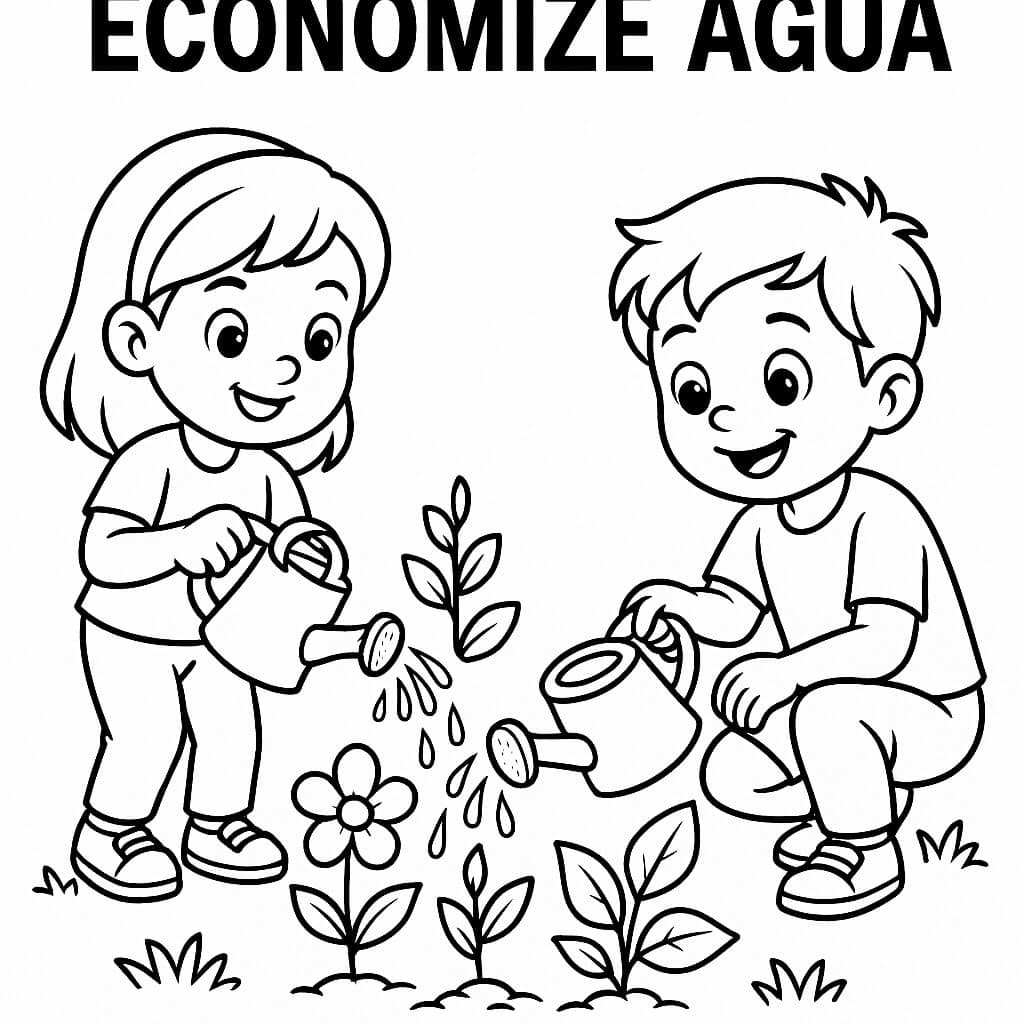 Economize água para colorir