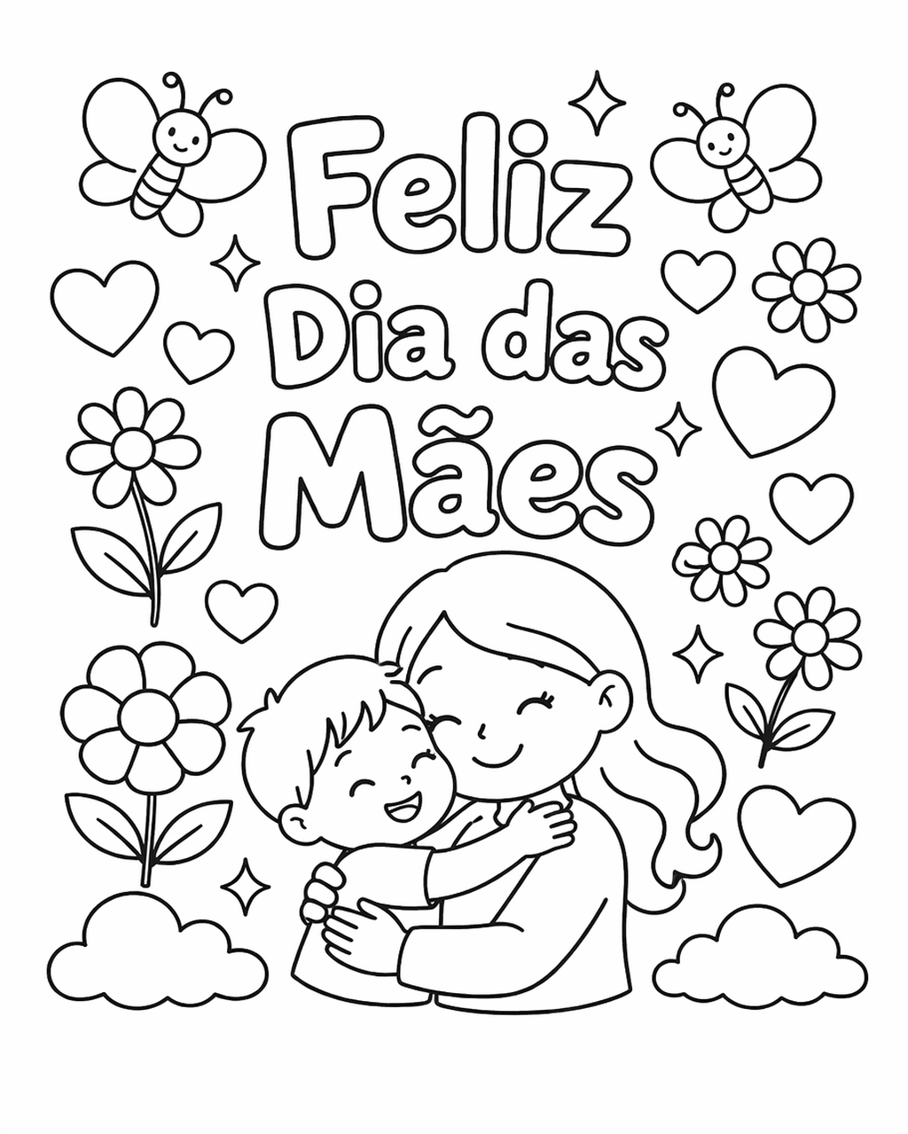 Dia das Mães infantil para colorir