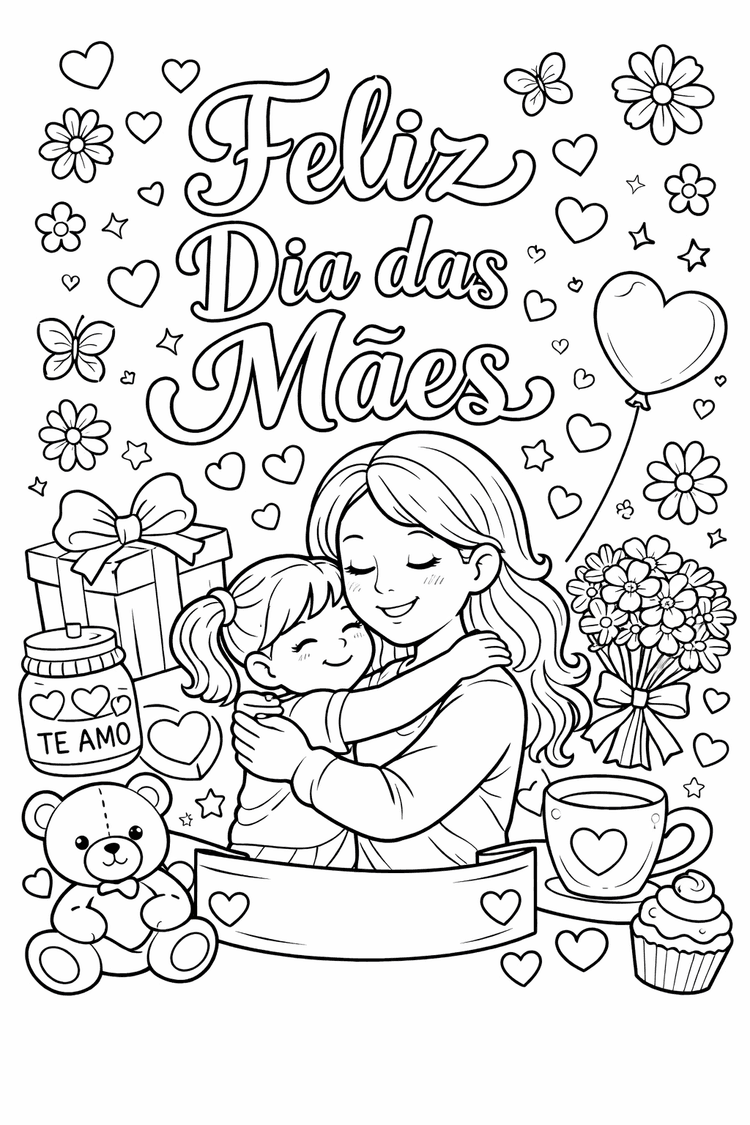 12 Desenhos de Dia das Mães para Colorir e Imprimir
